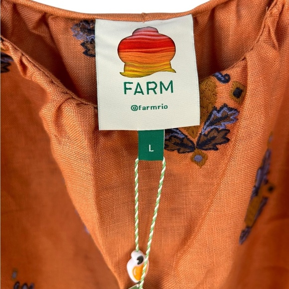 NWT Farm Rio Orange Embroidered Midi Dress - Pineapple’s - Size Large - Picture 11 of 16